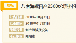 八宿海螺日產2500t/d熟料生產線篦冷機采購國際招標